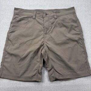 Prana Brion Shorts Mens 34 Brown Stretch Nylon Performance Hiking Outdoor